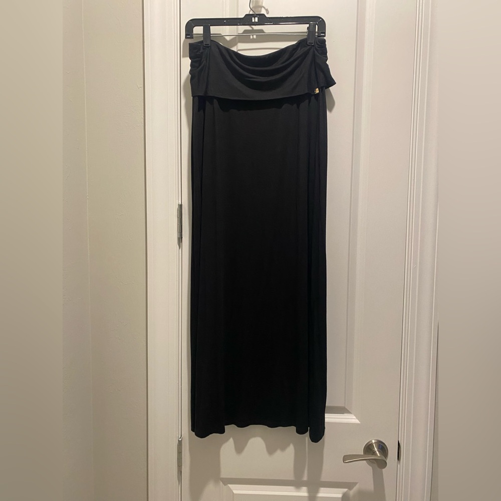 Calvin Klein Black Long Maxi Fold Over Top Skirt Pretty SZ L